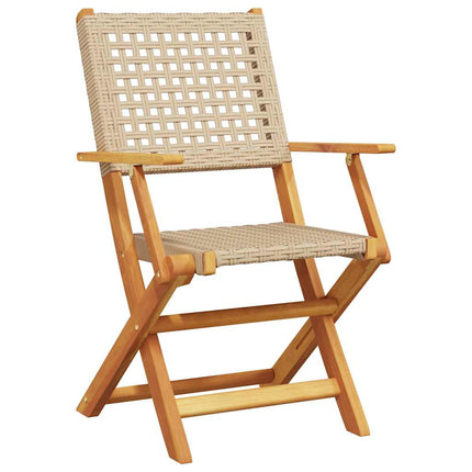Klapstole 6 stk. beige polyrattan og massivt træ