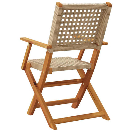 Klapstole 6 stk. beige polyrattan og massivt træ