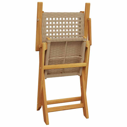 Klapstole 6 stk. beige polyrattan og massivt træ