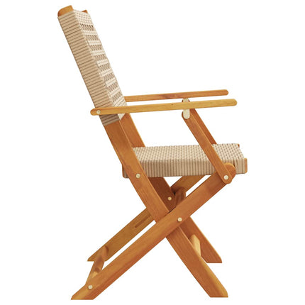 Klapstole 8 stk. beige polyrattan og massivt træ