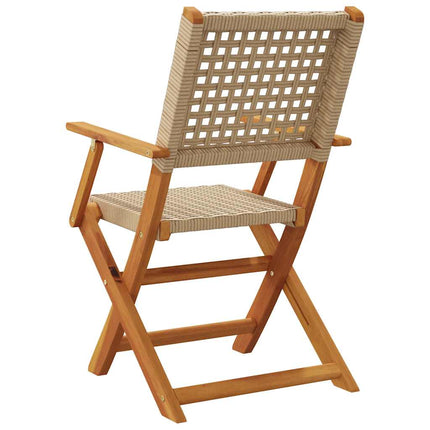 Klapstole 8 stk. beige polyrattan og massivt træ