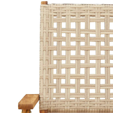 Klapstole 8 stk. beige polyrattan og massivt træ