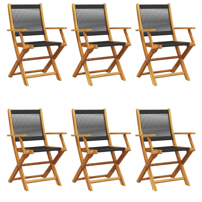 foldbare havestole 6 stk. massivt akacietræ sort