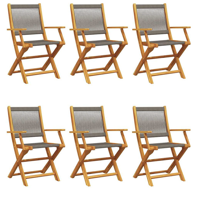 foldbare havestole 6 stk. massivt akacietræ grå
