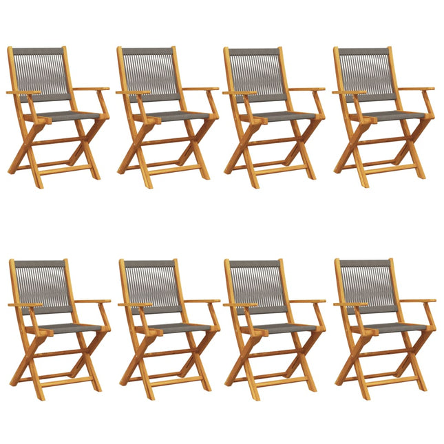 foldbare havestole 8 stk. massivt akacietræ grå