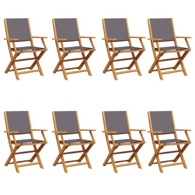 foldbare havestole 8 stk. stof og massivt træ antracit