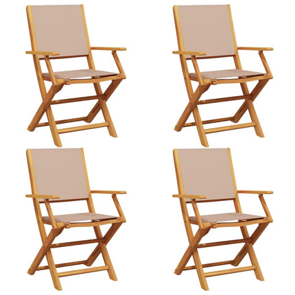 Klapstole 4 stk. Taupe stof og massivt træ