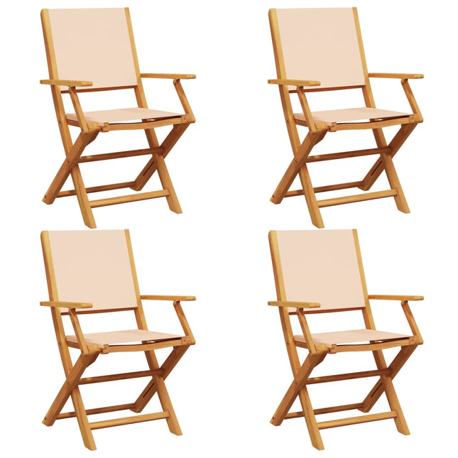 foldbare havestole 4 stk. stof og massivt træ beige