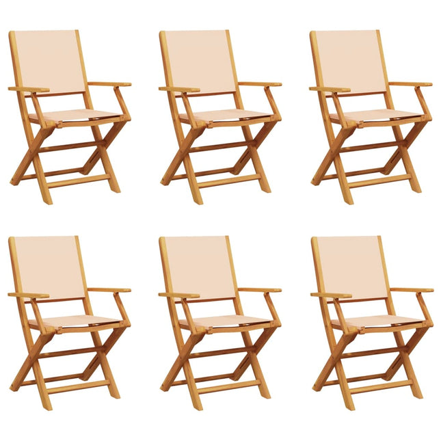 havestole 6 stk. foldbar stof massivt træ beige