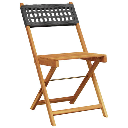 Klapstole 6 stk. sort polyrattan og massivt træ