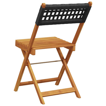 Klapstole 6 stk. sort polyrattan og massivt træ