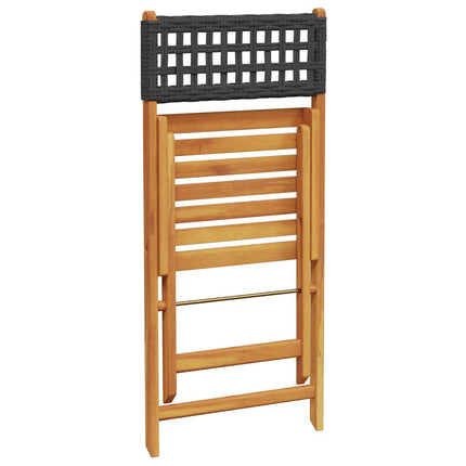 Klapstole 6 stk. sort polyrattan og massivt træ
