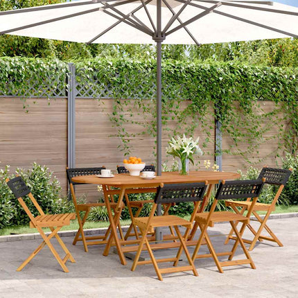 Klapstole 6 stk. sort polyrattan og massivt træ