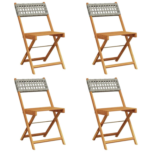 havestole 4 stk. foldbar polyrattan og massivt træ grå