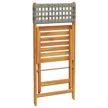 havestole 8 stk. foldbar polyrattan og massivt træ grå