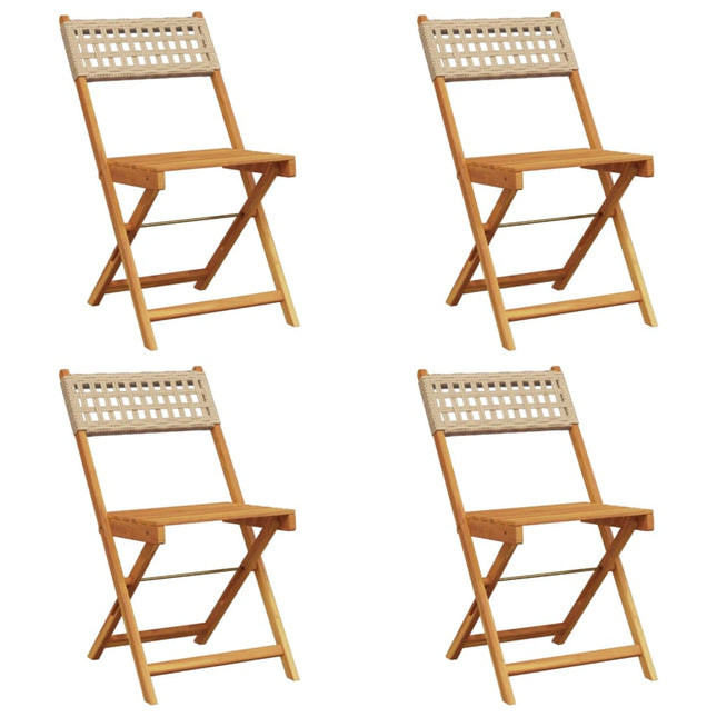 foldbare havestole 4 stk. polyrattan beige