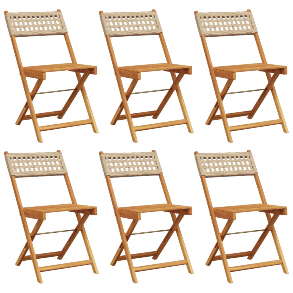 foldbare havestole 6 stk. polyrattan beige