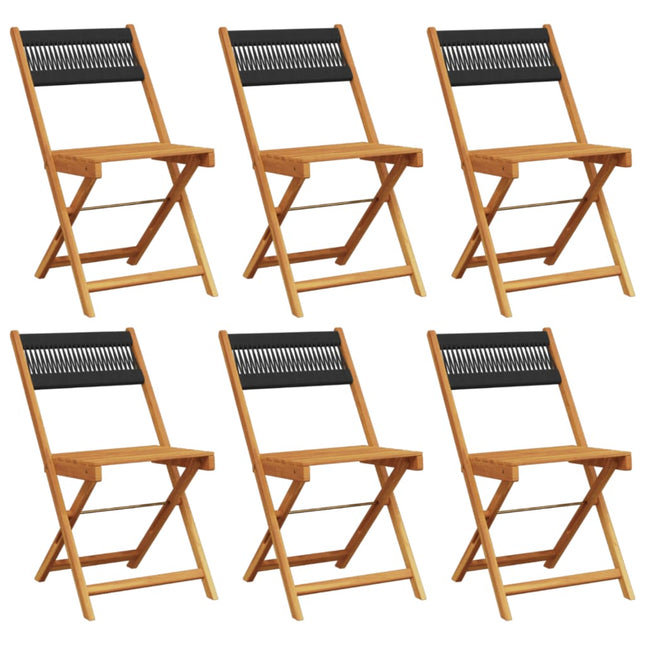 foldbare havestole 6 stk. massivt akacietræ sort