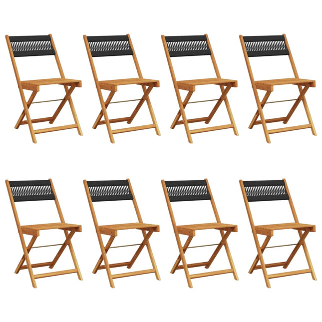 foldbare havestole 8 stk. massivt akacietræ sort