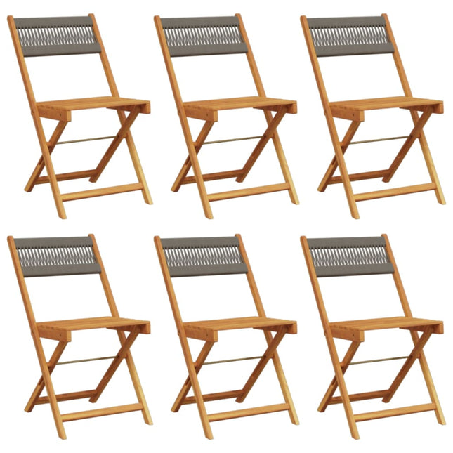 foldbare havestole 6 stk. massivt akacietræ grå