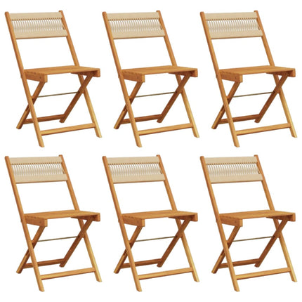 Klapstole 6 stk. beige massivt træ akacie