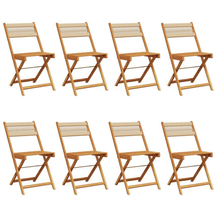 foldbare havestole 8 stk. massivt akacietræ beige