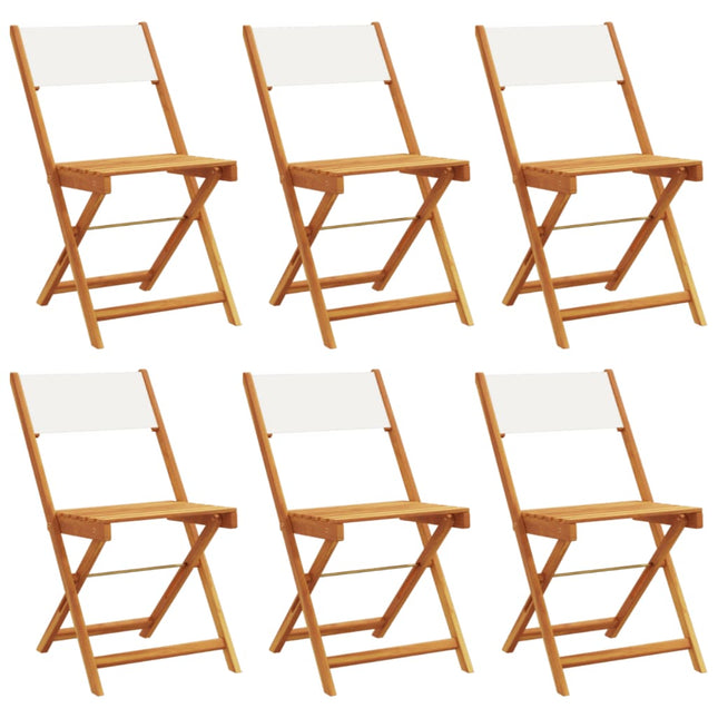 foldbare havestole 6 stk. stof og massivt træ cremehvid