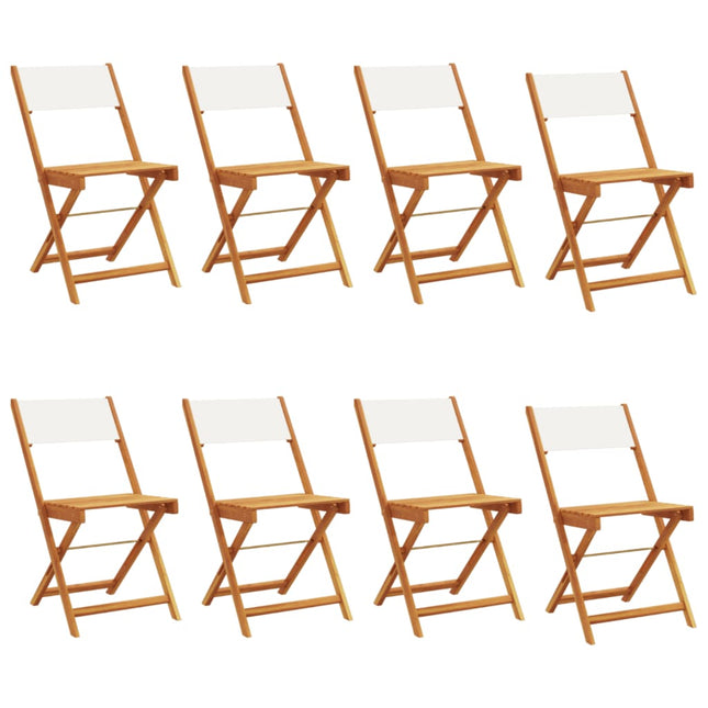 foldbare havestole 8 stk. stof og massivt træ cremehvid