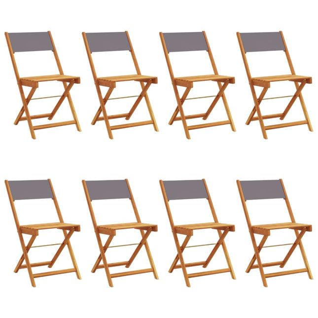 foldbare havestole 8 stk. stof og massivt træ antracit