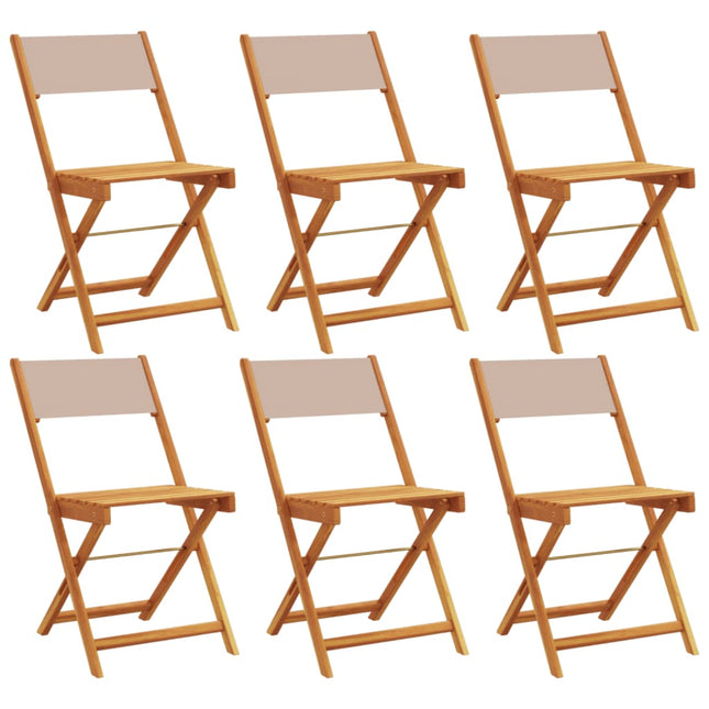 foldbare havestole 6 stk. stof og massivt træ gråbrunt