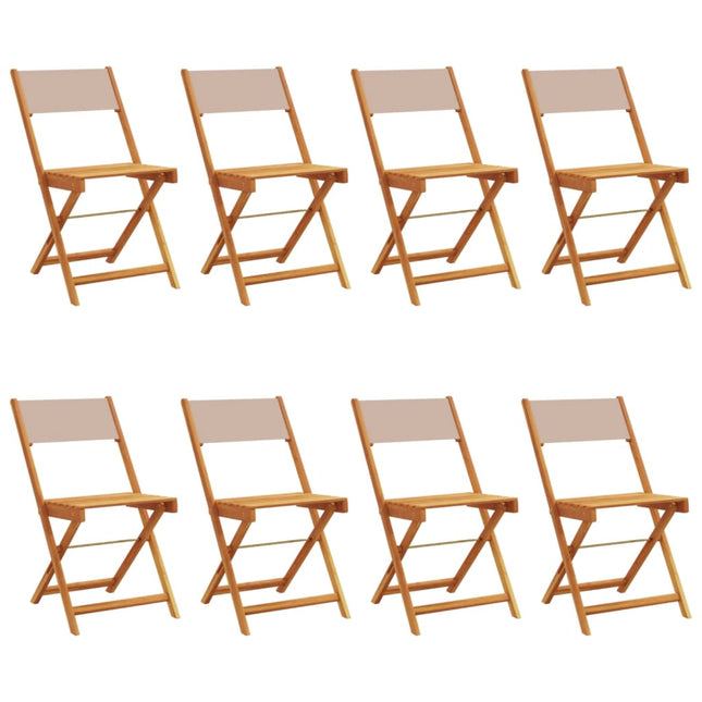 foldbare havestole 8 stk. stof og massivt træ gråbrunt