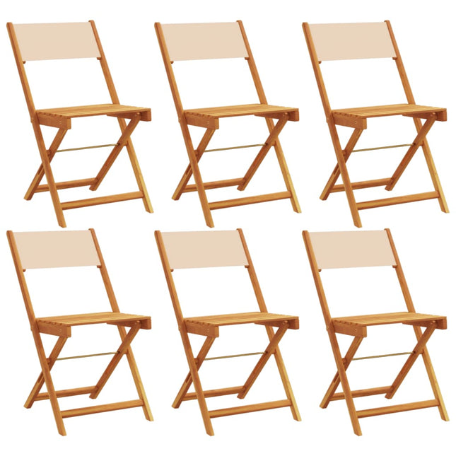havestole 6 stk. foldbar stof massivt træ beige