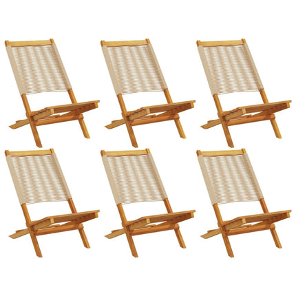 foldbare havestole 6 stk. massivt akacietræ beige