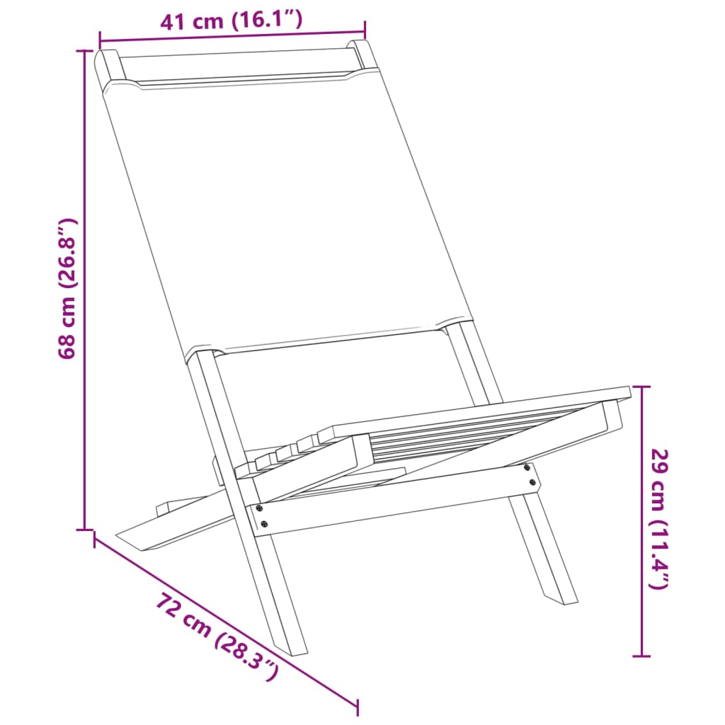 foldbare havestole 4 stk. stof og massivt træ cremehvid