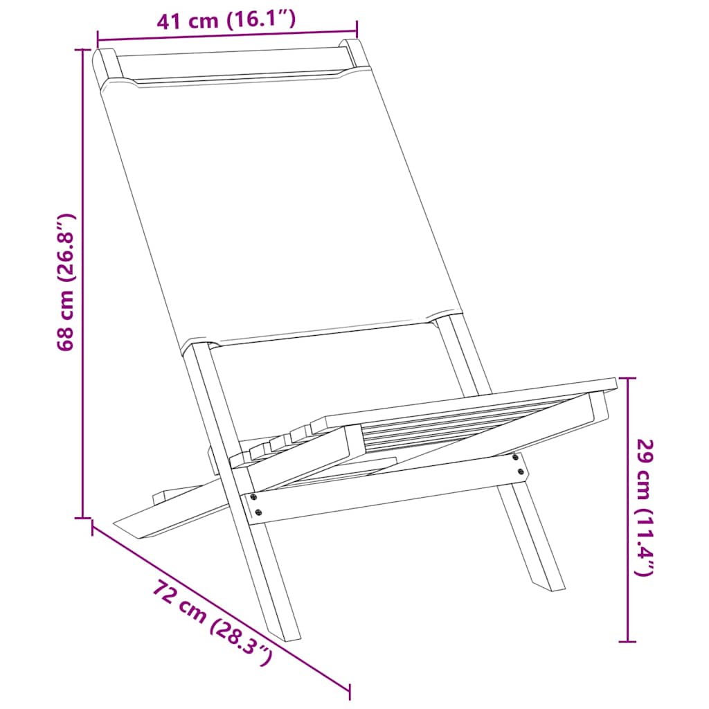 foldbare havestole 6 stk. stof og massivt træ cremehvid
