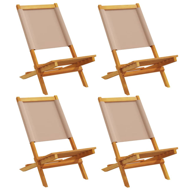 foldbare havestole 4 stk. gråbrunt stof massivt træ