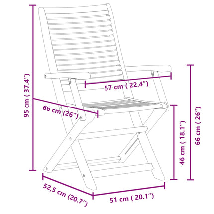 foldbare havestole 4 stk. 57x66x95 cm massivt akacietræ