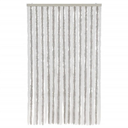 flueforhæng 118x220 cm chenille lysegrå og hvid