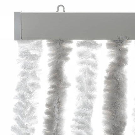 flueforhæng 118x220 cm chenille lysegrå og hvid