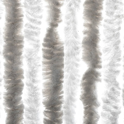 flueforhæng 118x220 cm chenille lysegrå og hvid