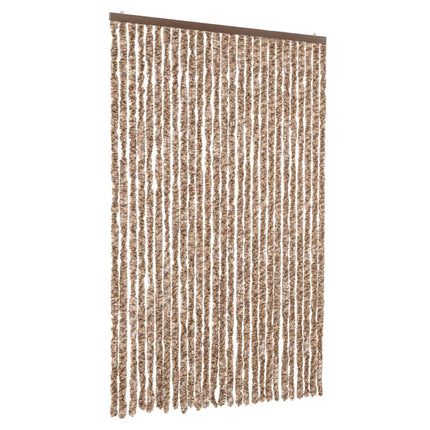 flueforhæng 118x220 cm chenille beige og mørkebrun