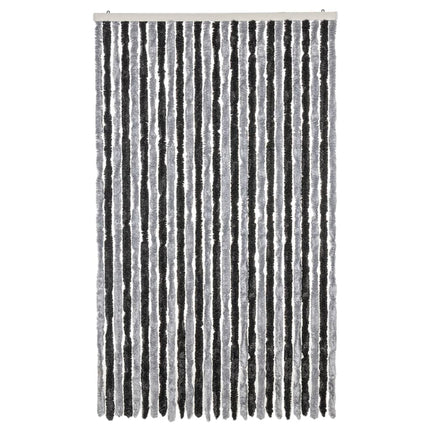 flueforhæng 118x220 cm chenille grå og sort