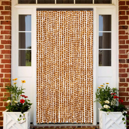 flueforhæng 118x220 cm chenille okkergul og hvid