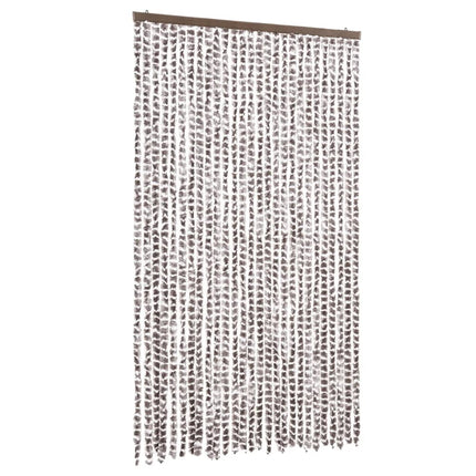 flueforhæng 118x220 cm chenille gråbrun og hvid