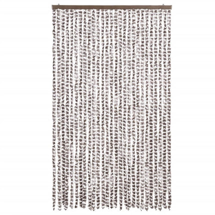 flueforhæng 118x220 cm chenille gråbrun og hvid