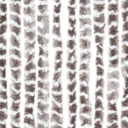 flueforhæng 118x220 cm chenille gråbrun og hvid