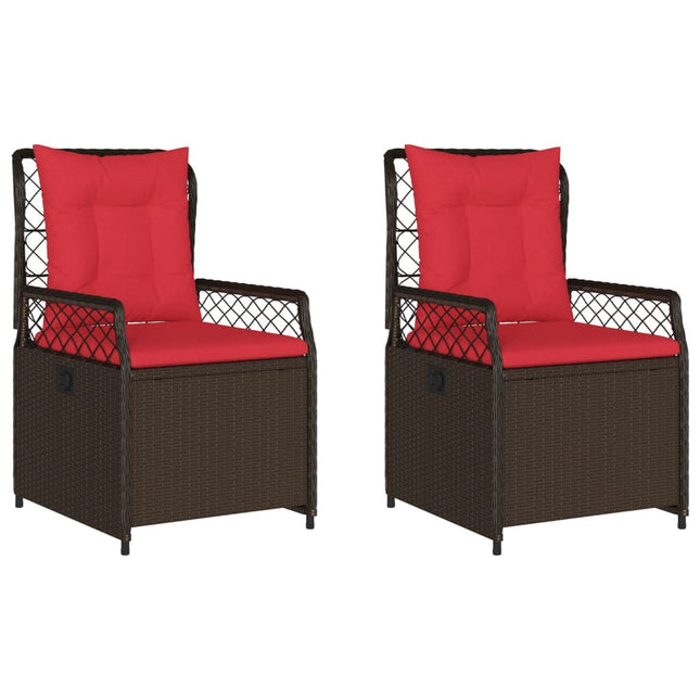 havestole med hvilestol 2 stk. brun polyrattan