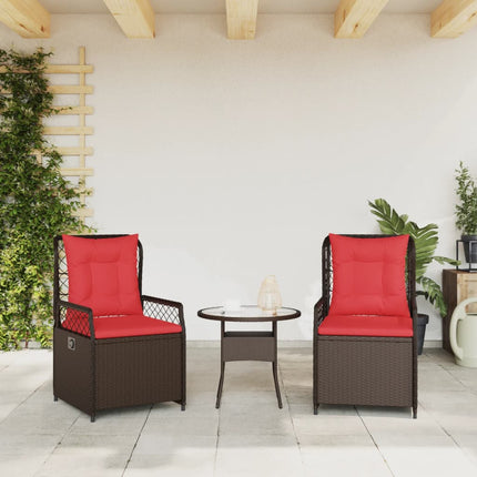 havestole med hvilestol 2 stk. brun polyrattan