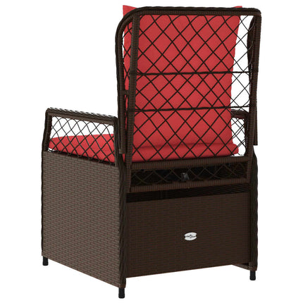 havestole med hvilestol 2 stk. brun polyrattan