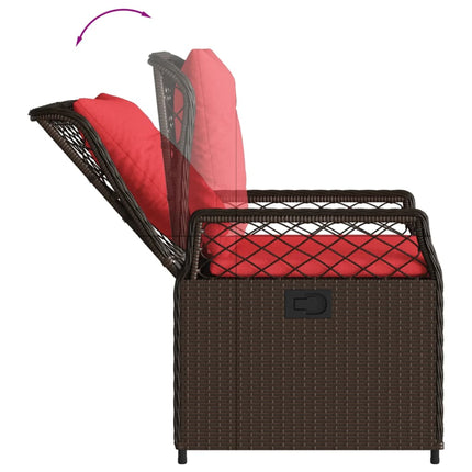 havestole med hvilestol 2 stk. brun polyrattan